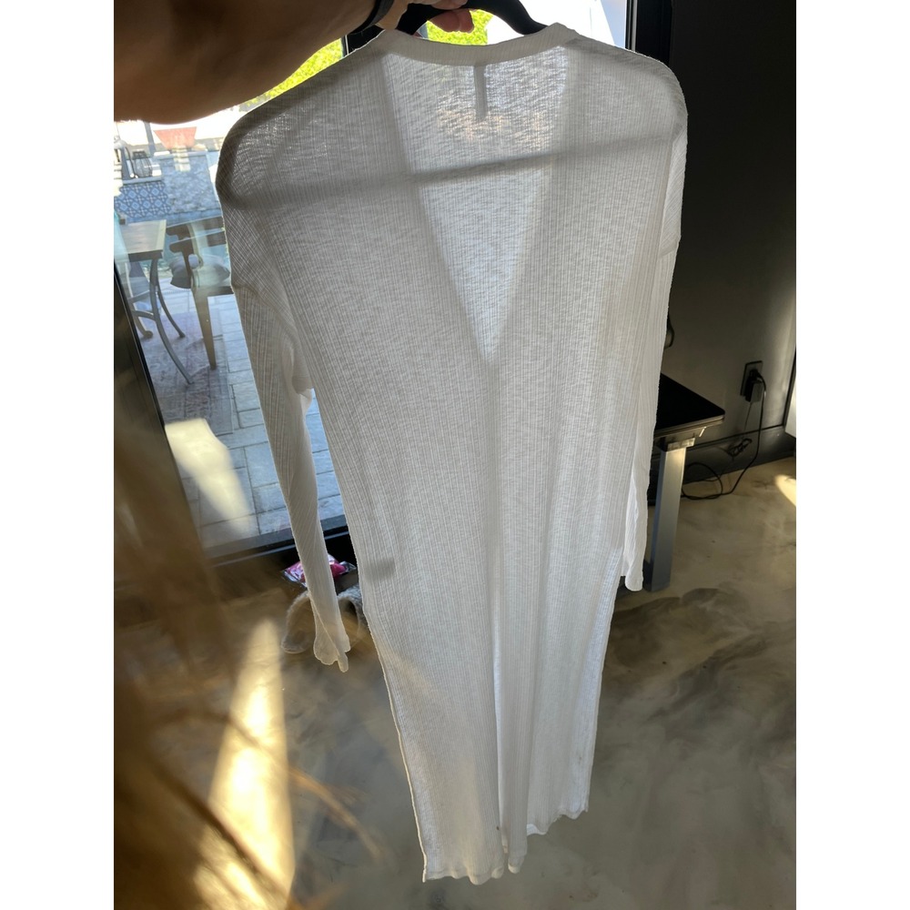 Z Supply White Ribbed Longline Cardigan Duster Button Front Boho Minimalist M - Picture 5 of 5